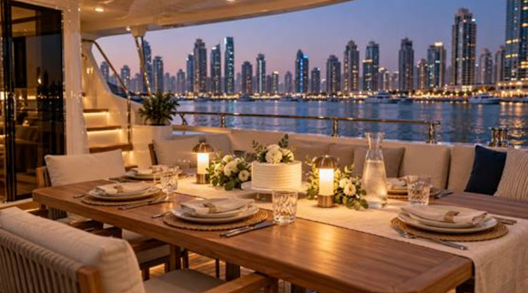 Dubai yacht birthday dinner